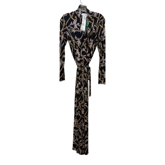 Joseph Ribkoff Black & Gold Chain Print Jumpsuit - Picture 1 of 3